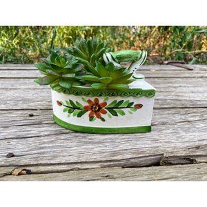 Vintage 1960s Ceramic SAD Iron Planter Vase floral